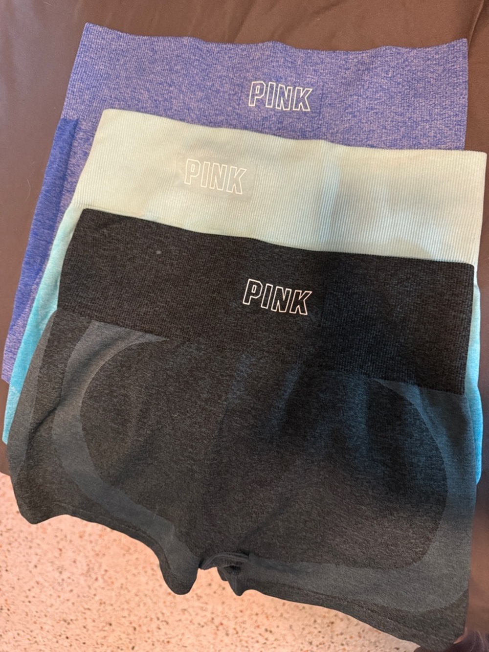 PINK Victoria's Secret Seamless Bike Shorts Set - Purple, Mint, Dark Green
